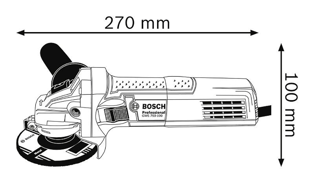 Description photo 1 of BOSCH GWS 750-100 ANGLE GRINDER 750W<br>BOSCH GWS 750-100 ម៉ូទ័រឆាប និង កាត់ 750 វ៉ាត់